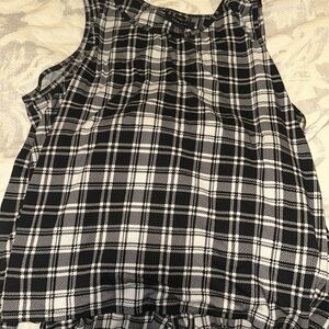 Tahari Black & White Plaid Pajama Set